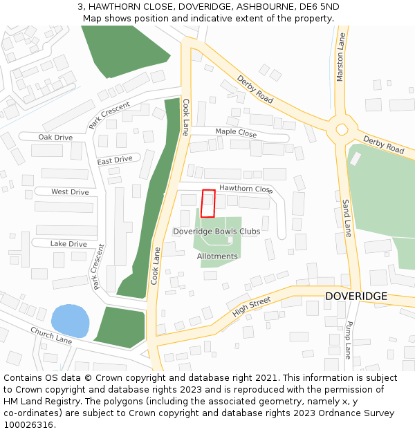 3, HAWTHORN CLOSE, DOVERIDGE, ASHBOURNE, DE6 5ND: Location map and indicative extent of plot