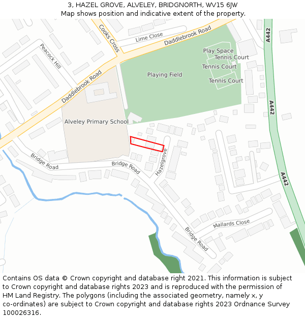 3, HAZEL GROVE, ALVELEY, BRIDGNORTH, WV15 6JW: Location map and indicative extent of plot