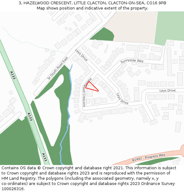 3, HAZELWOOD CRESCENT, LITTLE CLACTON, CLACTON-ON-SEA, CO16 9PB: Location map and indicative extent of plot