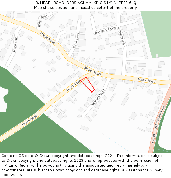 3, HEATH ROAD, DERSINGHAM, KING'S LYNN, PE31 6LQ: Location map and indicative extent of plot