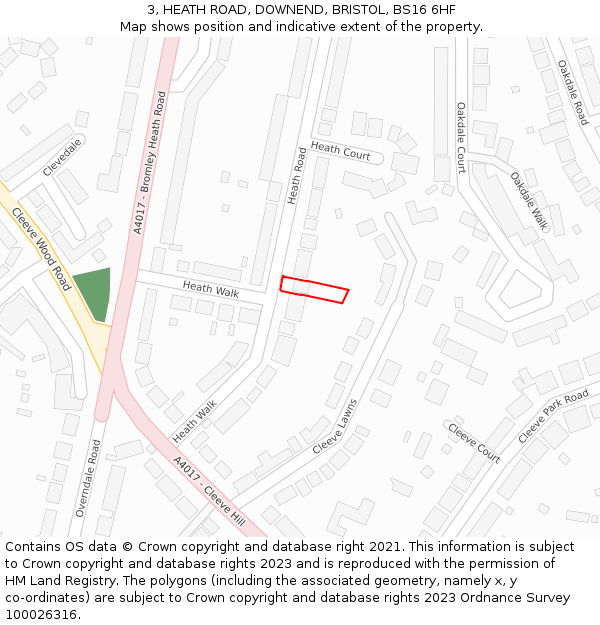 3, HEATH ROAD, DOWNEND, BRISTOL, BS16 6HF: Location map and indicative extent of plot