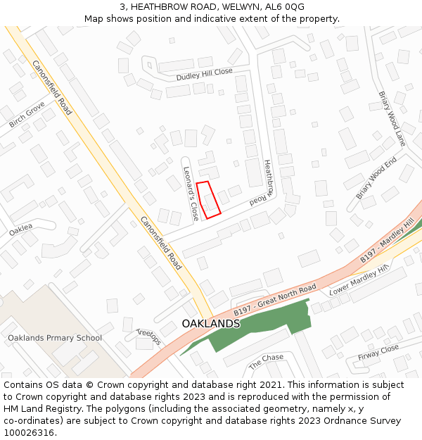 3, HEATHBROW ROAD, WELWYN, AL6 0QG: Location map and indicative extent of plot