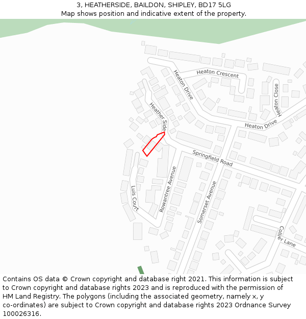 3, HEATHERSIDE, BAILDON, SHIPLEY, BD17 5LG: Location map and indicative extent of plot