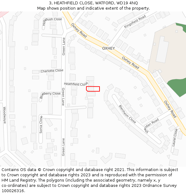 3, HEATHFIELD CLOSE, WATFORD, WD19 4NQ: Location map and indicative extent of plot