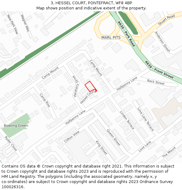 3, HESSEL COURT, PONTEFRACT, WF8 4BP: Location map and indicative extent of plot