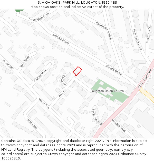 3, HIGH OAKS, PARK HILL, LOUGHTON, IG10 4ES: Location map and indicative extent of plot