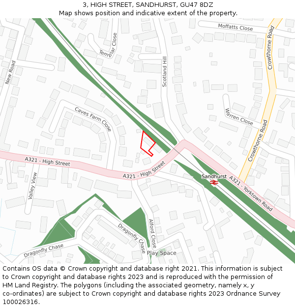 3, HIGH STREET, SANDHURST, GU47 8DZ: Location map and indicative extent of plot