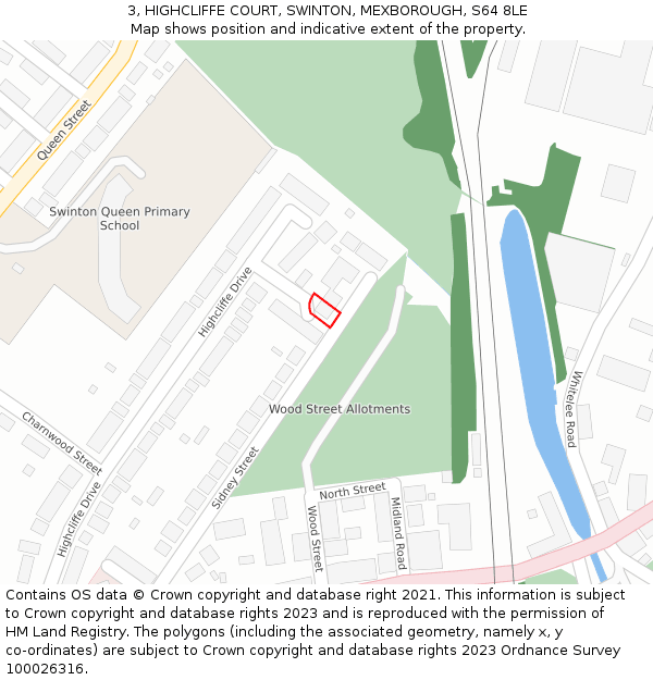3, HIGHCLIFFE COURT, SWINTON, MEXBOROUGH, S64 8LE: Location map and indicative extent of plot