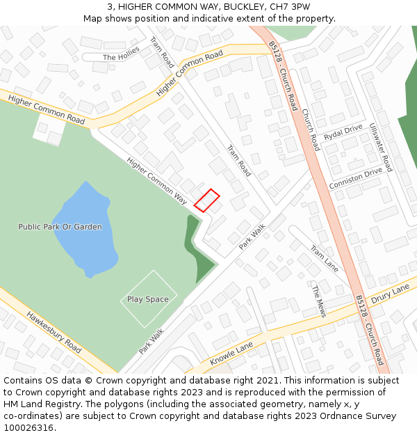 3, HIGHER COMMON WAY, BUCKLEY, CH7 3PW: Location map and indicative extent of plot