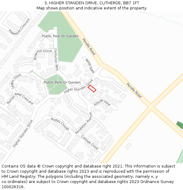 3, HIGHER STANDEN DRIVE, CLITHEROE, BB7 1FT: Location map and indicative extent of plot