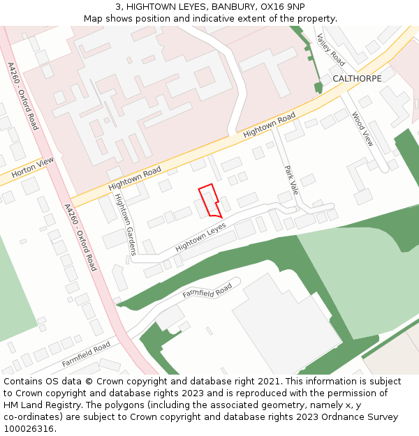 3, HIGHTOWN LEYES, BANBURY, OX16 9NP: Location map and indicative extent of plot