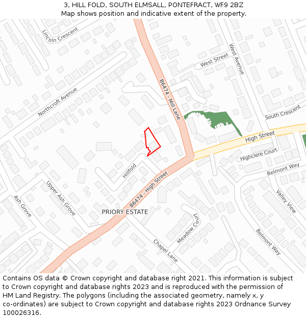 3, HILL FOLD, SOUTH ELMSALL, PONTEFRACT, WF9 2BZ: Location map and indicative extent of plot