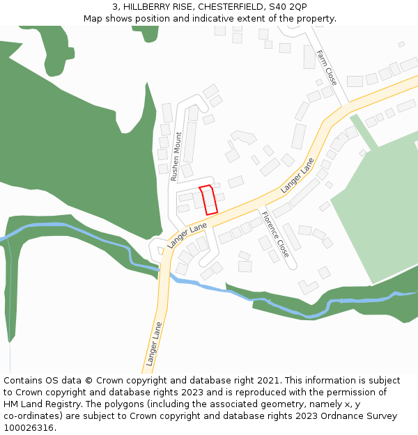 3, HILLBERRY RISE, CHESTERFIELD, S40 2QP: Location map and indicative extent of plot
