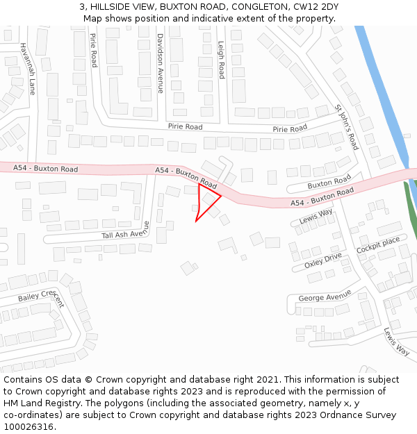 3, HILLSIDE VIEW, BUXTON ROAD, CONGLETON, CW12 2DY: Location map and indicative extent of plot