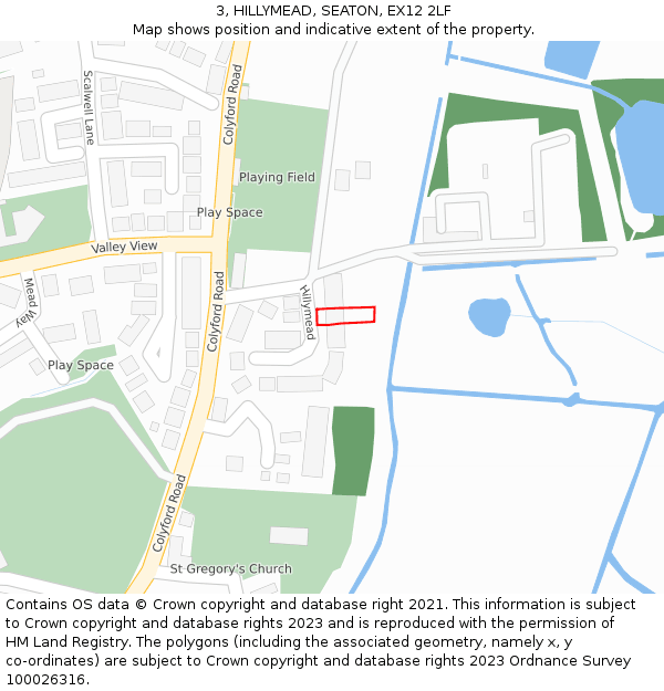 3, HILLYMEAD, SEATON, EX12 2LF: Location map and indicative extent of plot