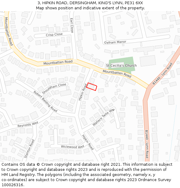 3, HIPKIN ROAD, DERSINGHAM, KING'S LYNN, PE31 6XX: Location map and indicative extent of plot