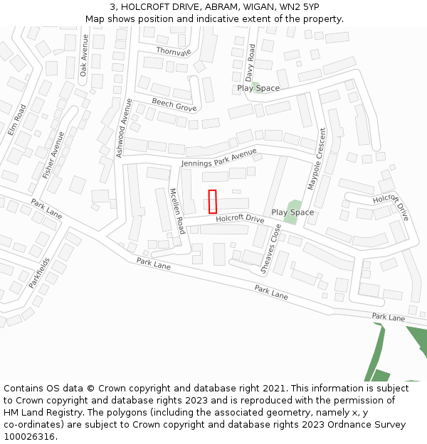 3, HOLCROFT DRIVE, ABRAM, WIGAN, WN2 5YP: Location map and indicative extent of plot