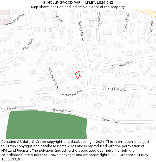 3, HOLLINGWOOD PARK, ILKLEY, LS29 9NZ: Location map and indicative extent of plot