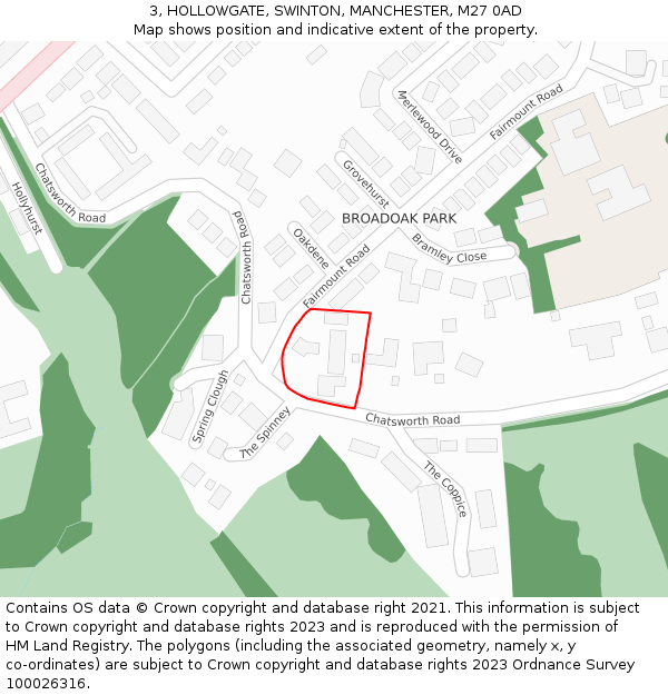 3, HOLLOWGATE, SWINTON, MANCHESTER, M27 0AD: Location map and indicative extent of plot
