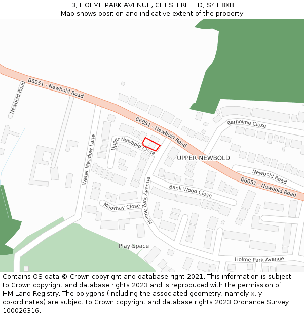 3, HOLME PARK AVENUE, CHESTERFIELD, S41 8XB: Location map and indicative extent of plot
