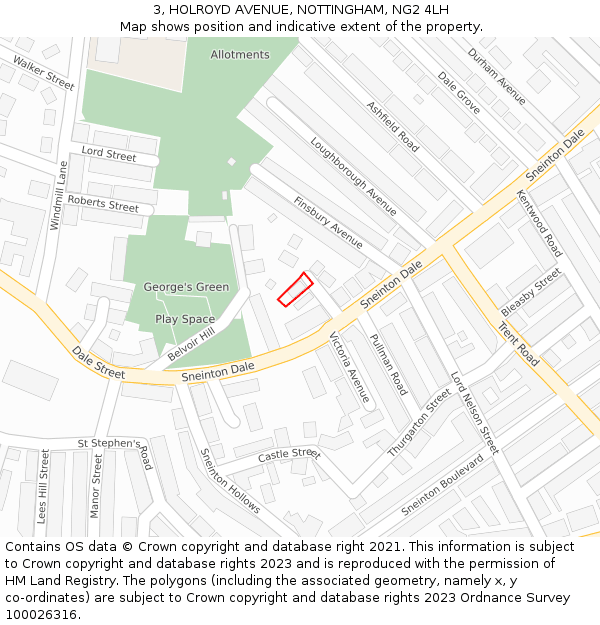 3, HOLROYD AVENUE, NOTTINGHAM, NG2 4LH: Location map and indicative extent of plot