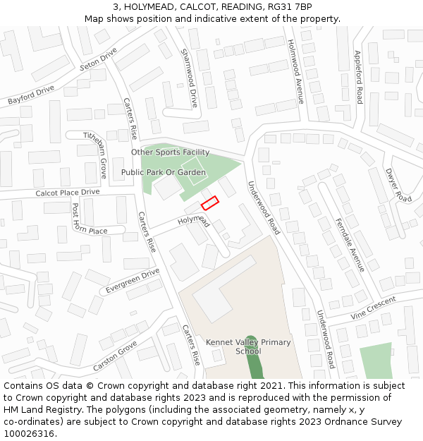 3, HOLYMEAD, CALCOT, READING, RG31 7BP: Location map and indicative extent of plot