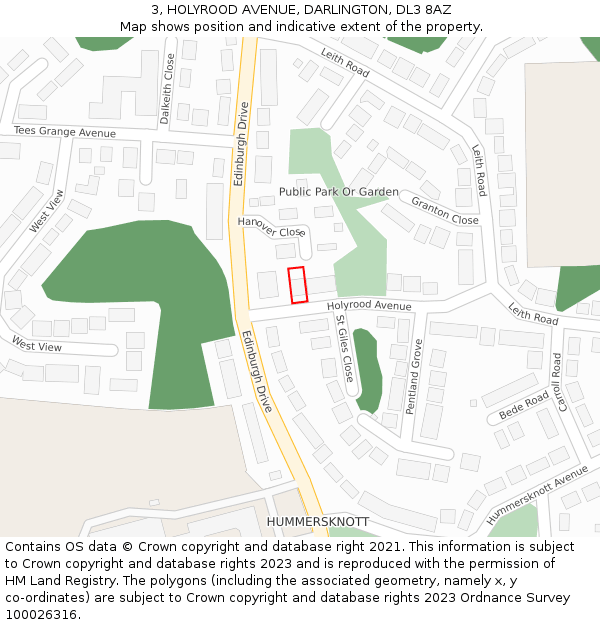 3, HOLYROOD AVENUE, DARLINGTON, DL3 8AZ: Location map and indicative extent of plot