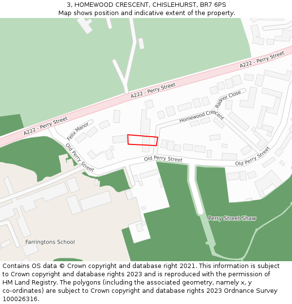 3, HOMEWOOD CRESCENT, CHISLEHURST, BR7 6PS: Location map and indicative extent of plot