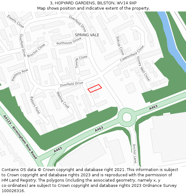 3, HOPYARD GARDENS, BILSTON, WV14 9XP: Location map and indicative extent of plot
