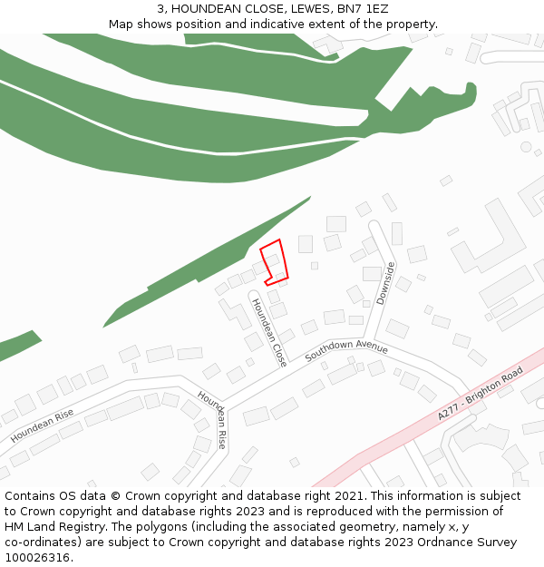 3, HOUNDEAN CLOSE, LEWES, BN7 1EZ: Location map and indicative extent of plot