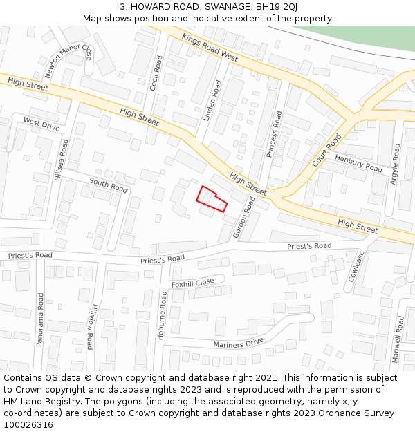 3, HOWARD ROAD, SWANAGE, BH19 2QJ: Location map and indicative extent of plot