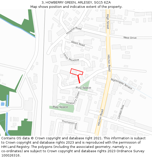 3, HOWBERRY GREEN, ARLESEY, SG15 6ZA: Location map and indicative extent of plot