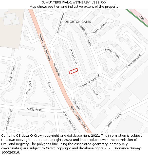 3, HUNTERS WALK, WETHERBY, LS22 7XX: Location map and indicative extent of plot