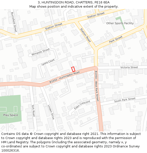 3, HUNTINGDON ROAD, CHATTERIS, PE16 6EA: Location map and indicative extent of plot