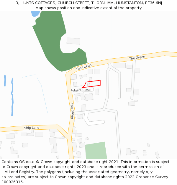 3, HUNTS COTTAGES, CHURCH STREET, THORNHAM, HUNSTANTON, PE36 6NJ: Location map and indicative extent of plot