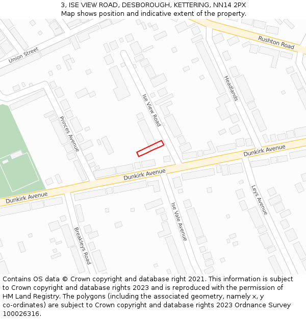 3, ISE VIEW ROAD, DESBOROUGH, KETTERING, NN14 2PX: Location map and indicative extent of plot