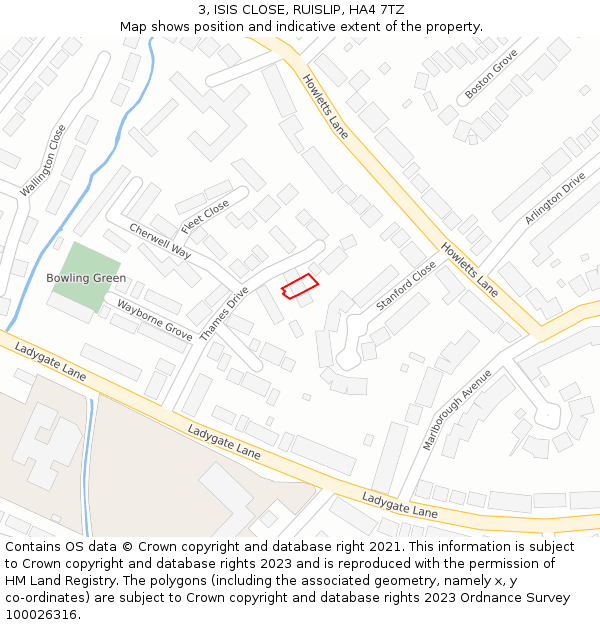 3, ISIS CLOSE, RUISLIP, HA4 7TZ: Location map and indicative extent of plot