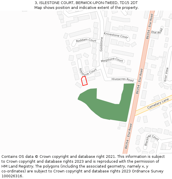 3, ISLESTONE COURT, BERWICK-UPON-TWEED, TD15 2DT: Location map and indicative extent of plot