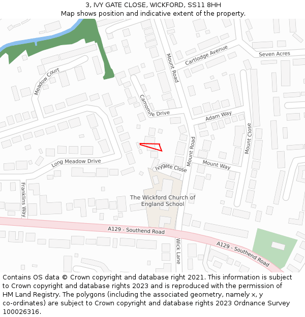 3, IVY GATE CLOSE, WICKFORD, SS11 8HH: Location map and indicative extent of plot