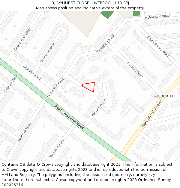 3, IVYHURST CLOSE, LIVERPOOL, L19 3PJ: Location map and indicative extent of plot
