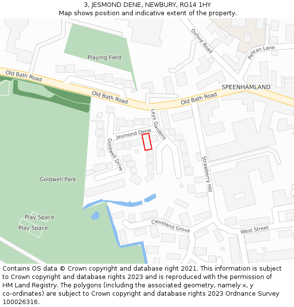 3, JESMOND DENE, NEWBURY, RG14 1HY: Location map and indicative extent of plot