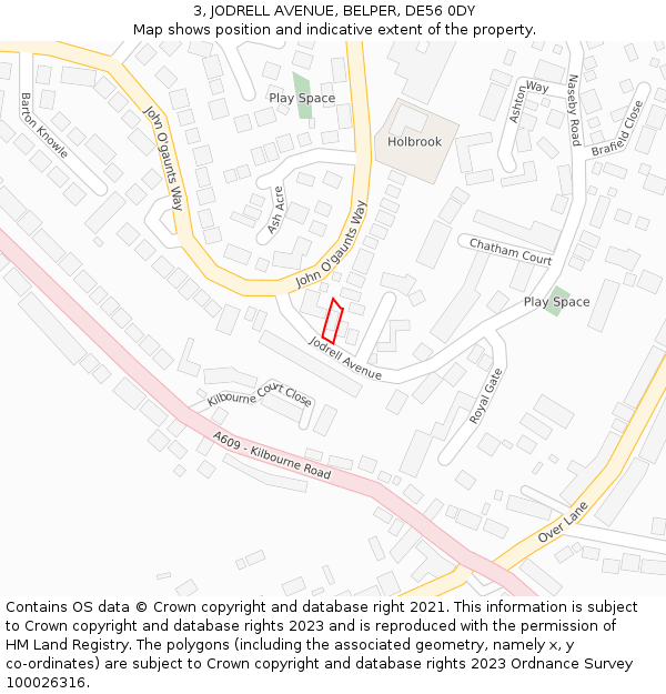 3, JODRELL AVENUE, BELPER, DE56 0DY: Location map and indicative extent of plot