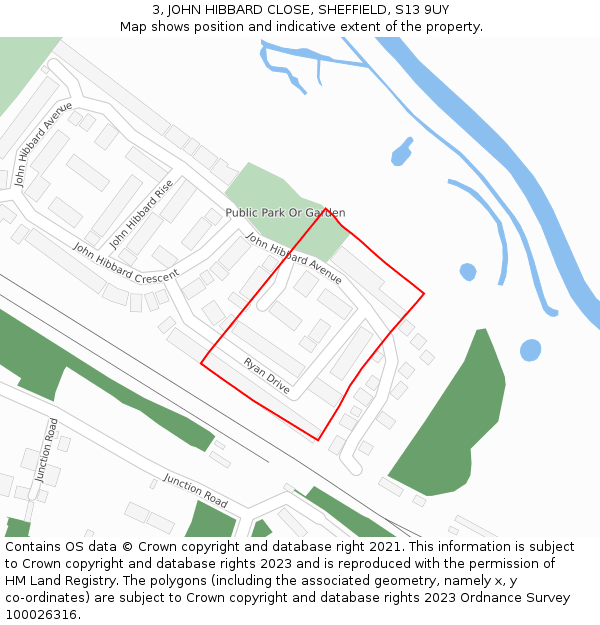3, JOHN HIBBARD CLOSE, SHEFFIELD, S13 9UY: Location map and indicative extent of plot
