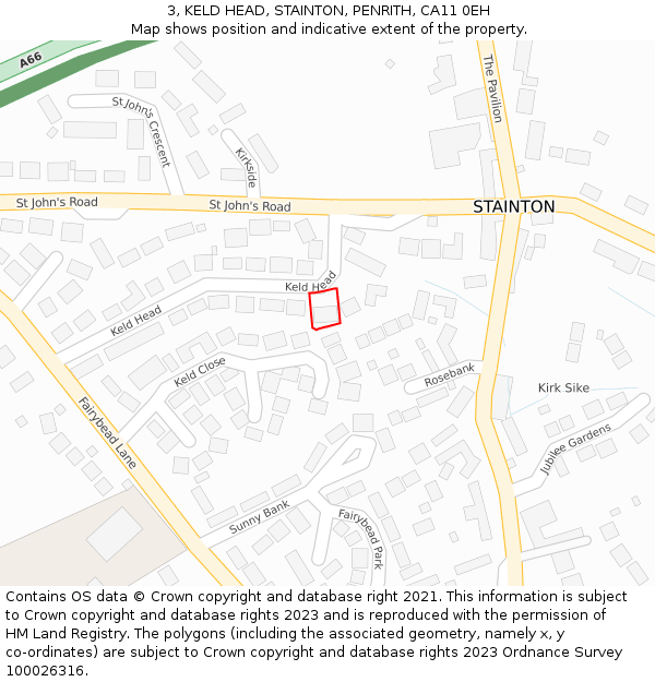 3, KELD HEAD, STAINTON, PENRITH, CA11 0EH: Location map and indicative extent of plot