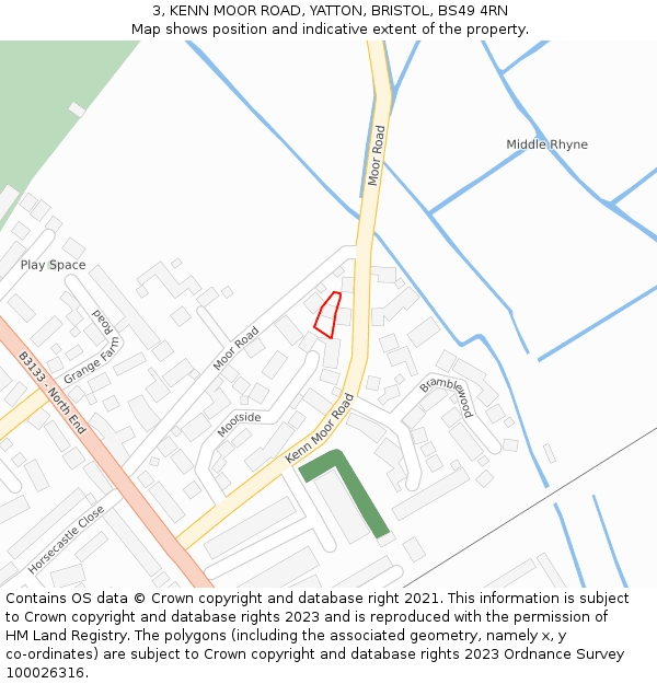 3, KENN MOOR ROAD, YATTON, BRISTOL, BS49 4RN: Location map and indicative extent of plot