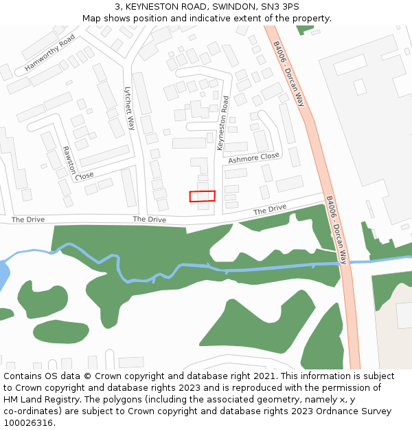 3, KEYNESTON ROAD, SWINDON, SN3 3PS: Location map and indicative extent of plot