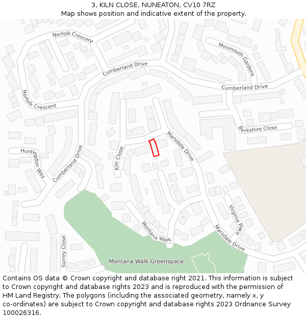 3, KILN CLOSE, NUNEATON, CV10 7RZ: Location map and indicative extent of plot