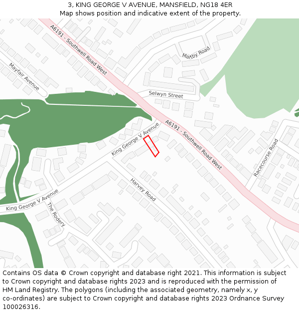 3, KING GEORGE V AVENUE, MANSFIELD, NG18 4ER: Location map and indicative extent of plot