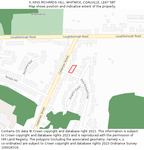 3, KING RICHARDS HILL, WHITWICK, COALVILLE, LE67 5BT: Location map and indicative extent of plot