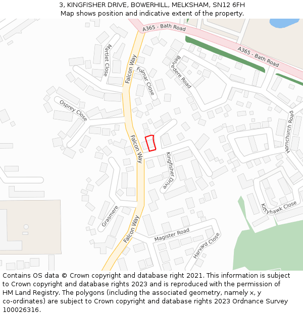 3, KINGFISHER DRIVE, BOWERHILL, MELKSHAM, SN12 6FH: Location map and indicative extent of plot